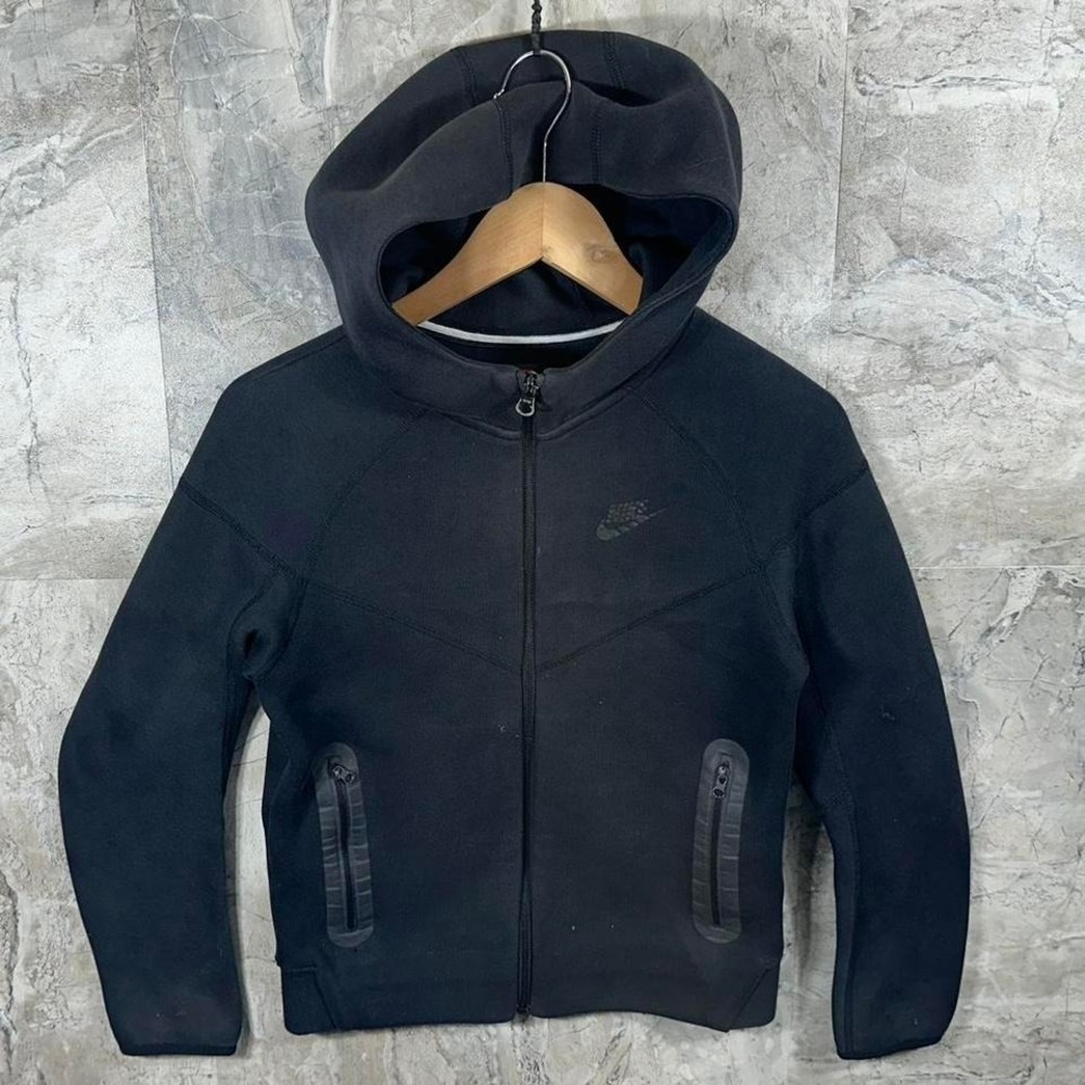 Nike black tech fleece zip up hoodie youth kids Size M 10-12  #fleece athleisure